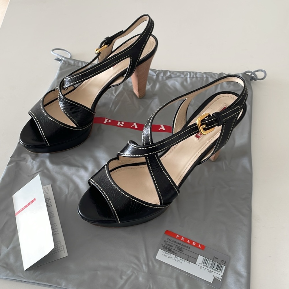 SALE! Prada Sport Black Leather Platform Sandal - Picture 16 of 16